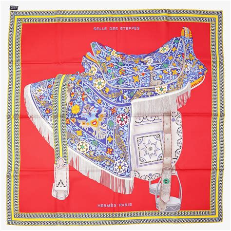 selle des steppes hermes|HERMES Silk Selle Des Steppes Scarf 90 White Or .